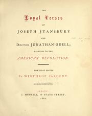 Front cover of The loyal verses of Joseph Stansbury and Doctor Jonathan Odell by Joseph Stansbury
