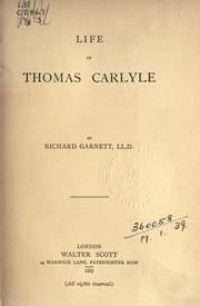 Cover of Life of Thomas Carlyle by Richard Garnett