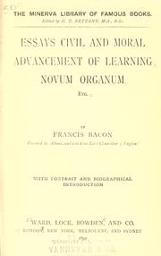 Front cover of Essays, civil and moral by Francis Bacon