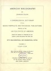 Cover of American bibliography by Evans, Charles