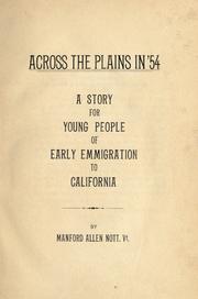 Front cover of Across the plains in '54 by Manford Allen Nott