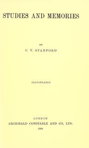Front cover of Studies and memories by Charles Villiers Stanford