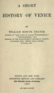 Front cover of A short history of Venice by William Roscoe Thayer