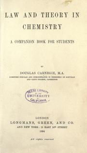 Front cover of Law and theory in chemistry by Douglas Carnegie