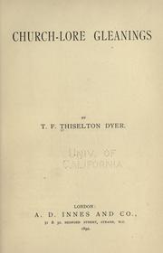 Front cover of Church-lore gleanings by T. F. Thiselton Dyer