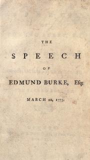 Front cover of A speech of Edmund Burke, Esq by Edmund Burke