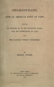 Cover of Shakespeare, from an American point of view by George Wilkes
