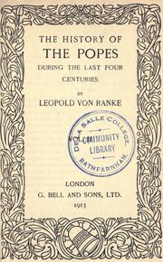 Front cover of The history of the Popes during the last four centuries by Leopold von Ranke