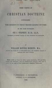 Front cover of Some points of Christian doctrine considered by William Bonner Hopkins