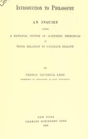 Cover of Introduction to philosophy by Ladd, George Trumbull