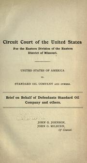 Front cover of United States of America vs. Standard oil company and others by John Graver Johnson