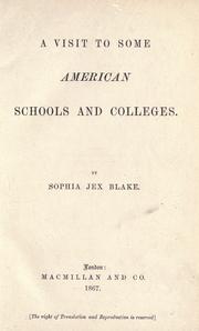 Cover of A visit to some American schools and colleges by Jex-Blake, Sophia