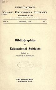 Cover of Bibliographies on educational subjects by William Henry Burnham