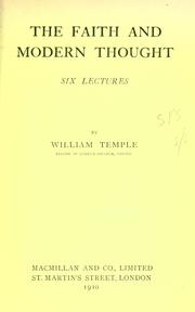 Front cover of The faith and modern thought by William Temple