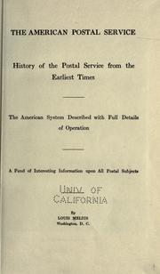 Front cover of The American postal service by Louis Melius