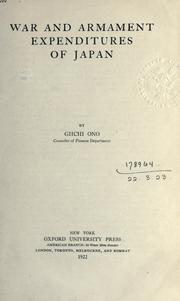 Front cover of War and armament expenditures of Japan by Ono, Giichi.