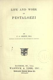 Cover of Life and work of Pestalozzi by John Alfred Green