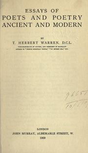 Front cover of Essays of poets and poetry, ancient and modern by Warren, Thomas Herbert Sir