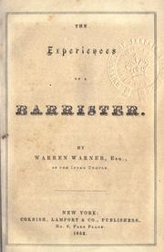 Front cover of The experiences of a barrister by Samuel Warren