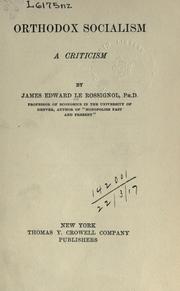 Cover of Orthodox socialism by James Edward Le Rossignol