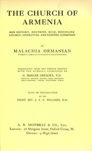 Front cover of The Church of Armenia by Malachia Ormanian