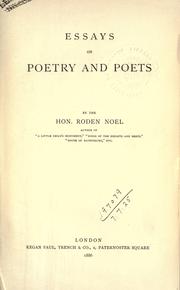 Cover of Essays on poetry and poets by Roden Berkeley Wriothesley Noel