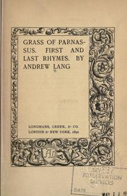 Cover of Grass of Parnassus, first and last rhymes by Andrew Lang
