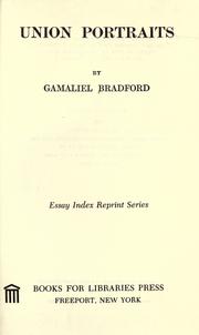 Front cover of Union portraits by Gamaliel Bradford