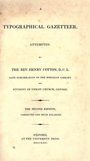 Cover of A typographical gazetteer by Cotton, Henry