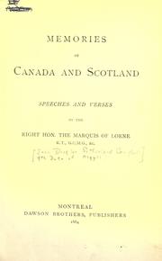 Cover of Memories of Canada and Scotland by John Douglas Sutherland Campbell, 9th Duke of Argyll