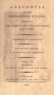 Cover of Anecdotes of distinguished persons, chiefly of the last and two preceding centuries by Seward, William