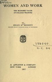 Front cover of Women and work by Helen Marie Bennett