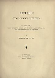 Cover of Historic printing types by Theodore Low De Vinne