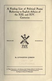 Front cover of A finding list of political poems referring to English affairs of the XIII. and XIV. centuries by Livingston Corson