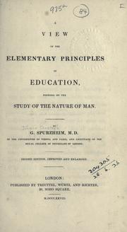 Front cover of A view of the elementary principles of education by J. G. Spurzheim