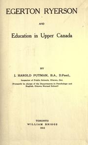 Front cover of Egerton Ryerson and education in Upper Canada by J. Harold Putman