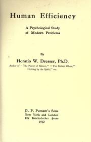 Cover of Human efficiency by Horatio W. Dresser