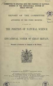 Cover of Report of the Committee appointed by the Prime Minister to enquire into the position of natural science by Great Britain. Committee on natural science in the educational system of Great Britain