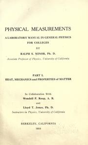 Cover of Physical measurements by Ralph S. Minor
