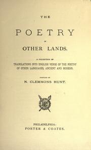 Front cover of The poetry of other lands by Nathan Clemmons Hunt