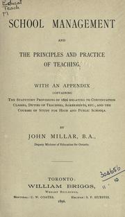 Cover of School management and the principles and practice of teaching by John Millar