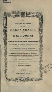 Cover of An historical essay on the Magna charta of King John by Thomson, Richard