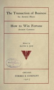 Cover of The transaction of business by David E. Goe