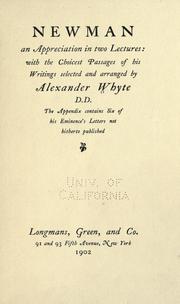 Cover of Newman : an appreciation in two lectures by Whyte, Alexander
