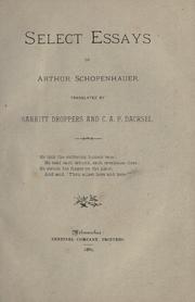 Front cover of Select essays of Arthur Schopenhauer by Arthur Schopenhauer