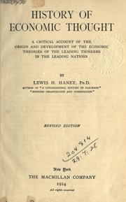 Cover of History of economic thought by Lewis H. Haney