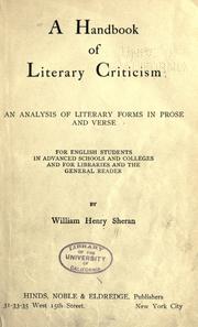 Front cover of A handbook of literary criticism by William Henry Sheran