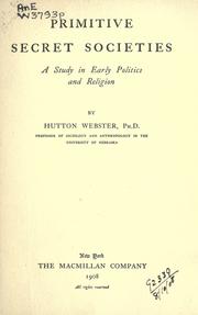 Cover of Primitive secret societies by Webster, Hutton