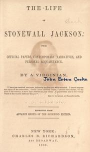 Front cover of The life of Stonewall Jackson by John Esten Cooke