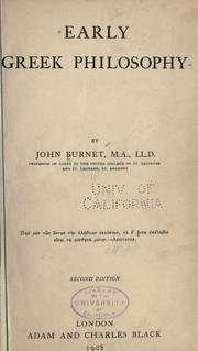 Cover of Early Greek Philosophy by John Burnet